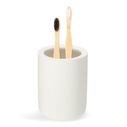 RENEWREVITAL Toothbrush Holder, Diatomite Bathroom Organizer, Toothbrush & Toothpaste Holder Cup, Vanity Storage Solution for Bathrooms, Beige, 1Pc