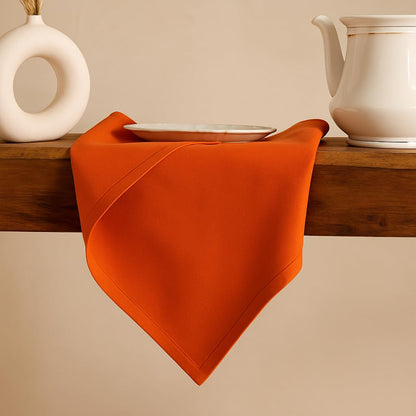 LANEPORTIA Cloth Napkins Set of 6 Solid Dinner Napkins 18x18 Inch, 100% Cotton, Soft Absorbent Reusable Washable Durable Napkin, Decorations, Restaurant, Wedding & Table Décor - Orange