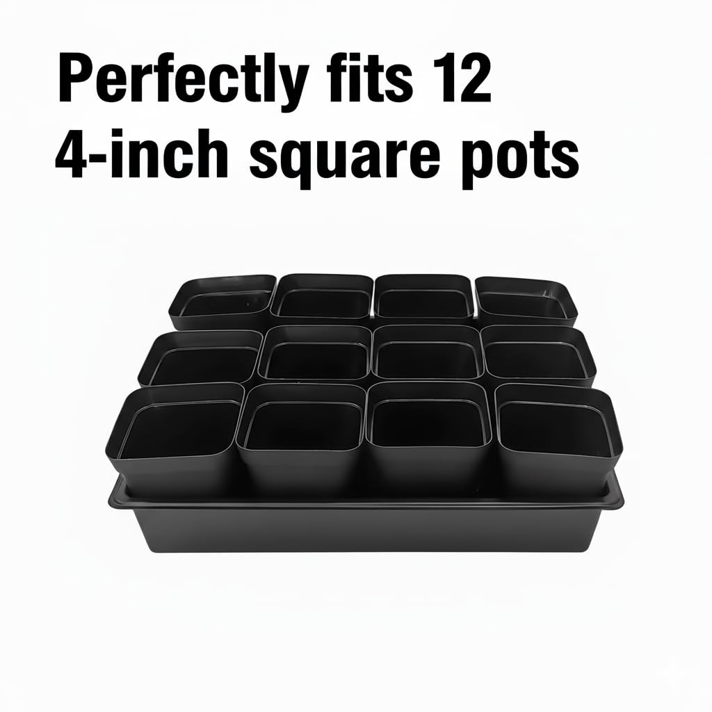 RooTrimmer Seed Starter Tray, 10 Packs Plant Tray, Durable Plastic Growing Trays, Stackable Seedling Starter Trays Perfect for Indoor, Outdoor, Greenhouses, 16.5" L x 13.2" W x 2.8" H - Black