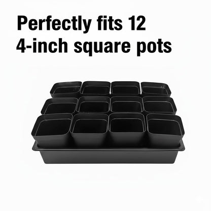 RooTrimmer Seed Starter Tray, 10 Packs Plant Tray, Durable Plastic Growing Trays, Stackable Seedling Starter Trays Perfect for Indoor, Outdoor, Greenhouses, 16.5" L x 13.2" W x 2.8" H - Black