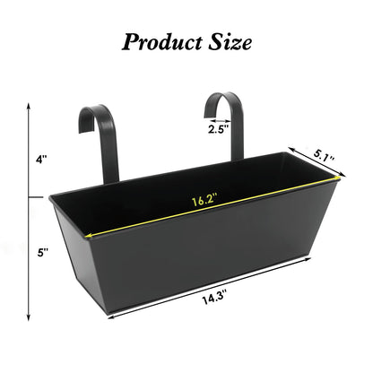 3 Pcs Large Hanging Flower Pots for Railing Or Fence 16 Inch Railing Planter Box for Any Balcony, Porch or Deck Countryside Style Window Planter Boxes Are Perfect to Herbs & Flowers for Garden (Black)