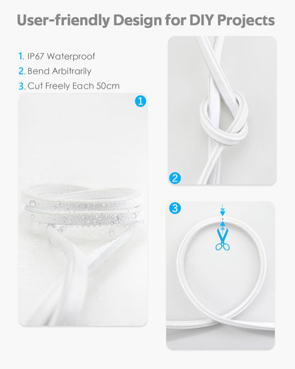 Samsion LED Rope Lights Outdoor 45M Waterproof Flexible Blue Silicone with Dimmable Controller
