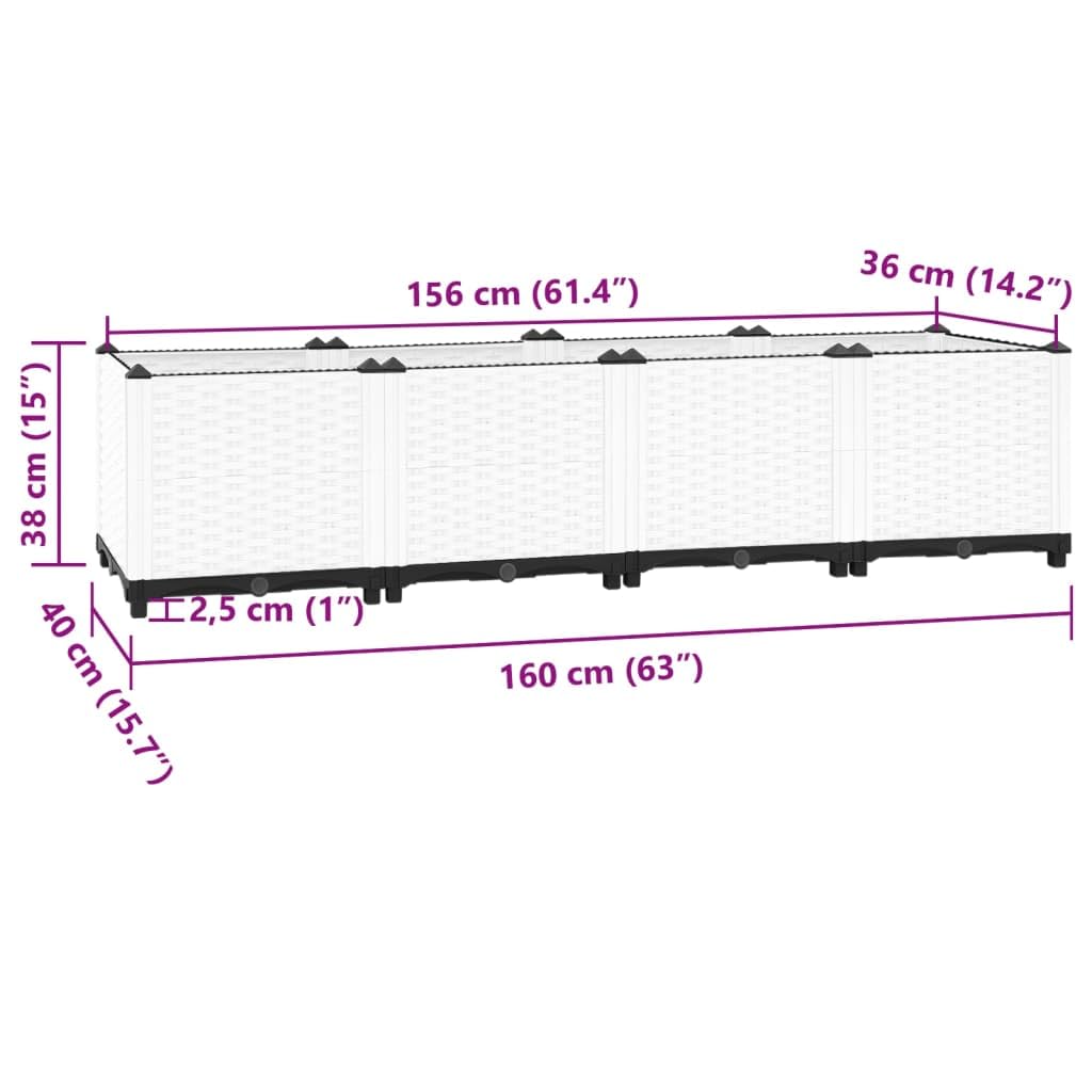 GOLINPEILO Raised Garden Bed, PP Planter Box, Garden Boxes Outdoor Raised for Vegetables, Fruits, Flowers and Herbs, White 63"x15.7"x15" Polypropylene