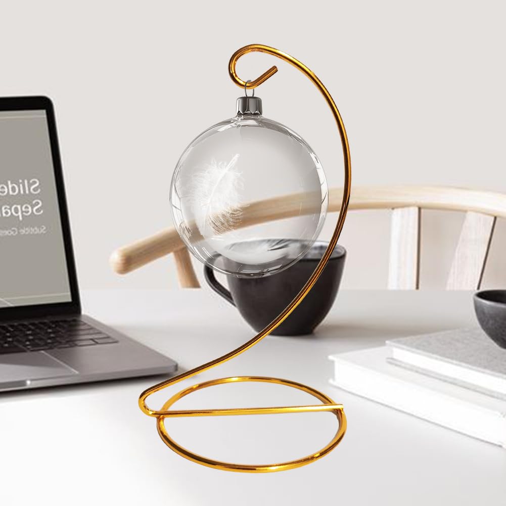 Fosinz 6 Inch Gold Ornament Display Stand, Metal Ornament Hanger Stand for Hanging Glass Globe, Air Plant Terrarium, Christmas Ornament, Witch Ball, Home Office Wedding Decoration (Gold)