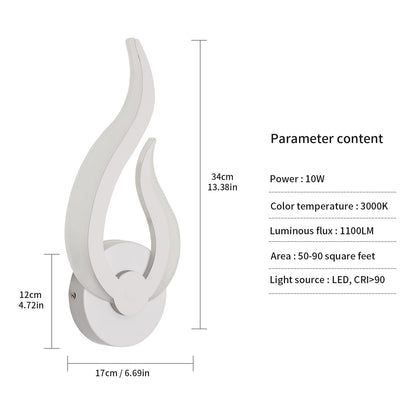 DELIPOP Modern LED Wall Sconces, 3000K Warm White Flame Shape LED Wall Light, 10W Energy Efficient Indoor Wall Lamp for Bedroom, Bathroom, Living Room, Hallway, Corridor