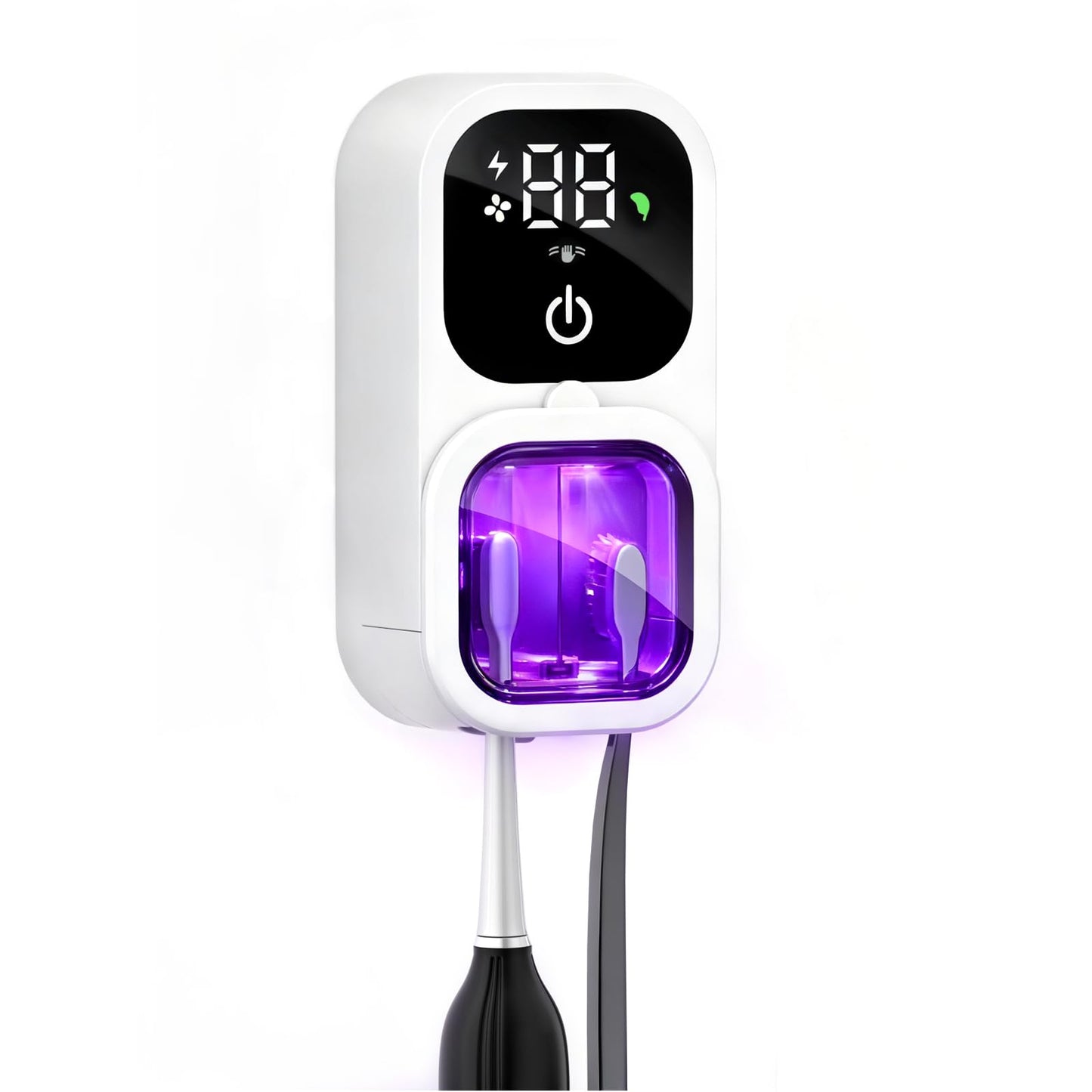 Toothbrush Sanitizer, Wall Mounted Toothbrush Holder & Toothbrush Cleaner, 4UVC Lights Cleaning, 2300mAh High-Capacity Battery, Auto-inductive Cover, Rechargeable Toothbrush Holders for Bathrooms, RV