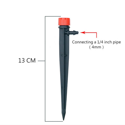 PRUNkuar 50pcs Drip Emitters for 1/4" Drip Irrigation Tubing, Adjustable 360 Degree Water Flow Drippers on 5" Arrow Stake, Garden Irrigation Drippers for (4-7mm) Watering System