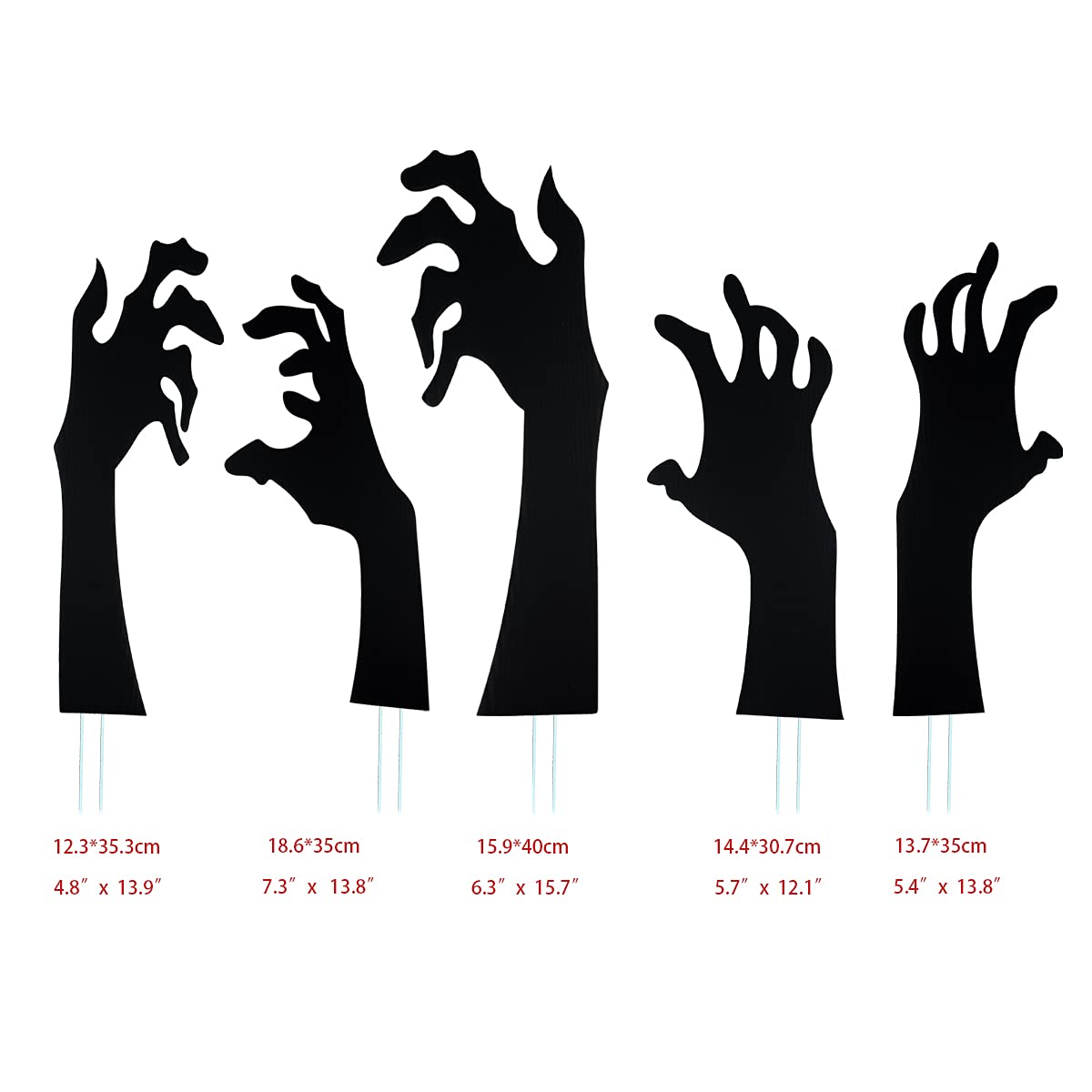 Anditoy 5 Pack Halloween Black Hands Yard Signs with Stakes Scary Silhouette Halloween Decorations for Outdoor Yard Lawn Garden Decor