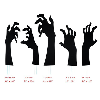 Anditoy 5 Pack Halloween Black Hands Yard Signs with Stakes Scary Silhouette Halloween Decorations for Outdoor Yard Lawn Garden Decor