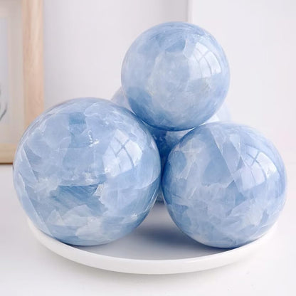 2-2.4 inch (5-6 cm) Natural Celestite Crystal Ball with Stand, Hand Polished Celestite Sphere, Reiki Healing Decorative Gemstone Sphere, Feng Shui Home Ornament, Mineral Crystal Collection Gift