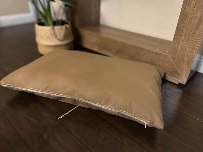 Natural Cotton Canvas Dog Bed – Raw Cotton Filled Pet Cushion Insert, Breathable Eco-Friendly Dog Mattress, Durable Washable Cover with Zipper (Medium Brown, Medium 42"x29"x4")