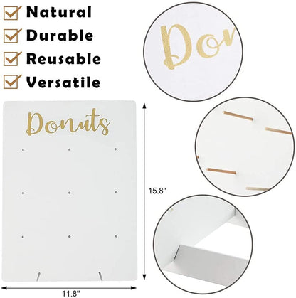 Donut Stand for Party, Wood Donut Bar Display Board Holds 9 Donuts