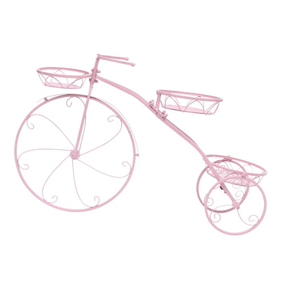 GANAZONO Creative Bicycle Plant Rack Multi-layer Flowerpot Stand for Home and Balcony Removable Iron Shelf Pink for Indoor and Outdoor Use