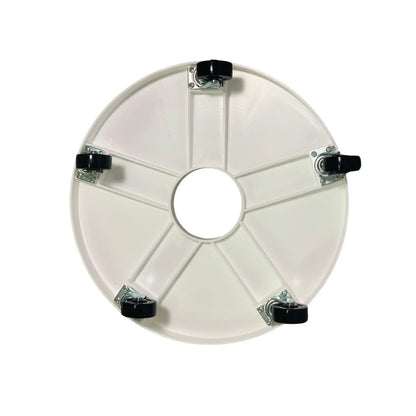 16" Rolling Plant Caddy with Drain Hole, Heavy Duty Plant Dolly with Wheels & Locking Wheel, Indoor Outdoor Planter Base for Pots, Round Plant Tray, White, Supports 500 lbs