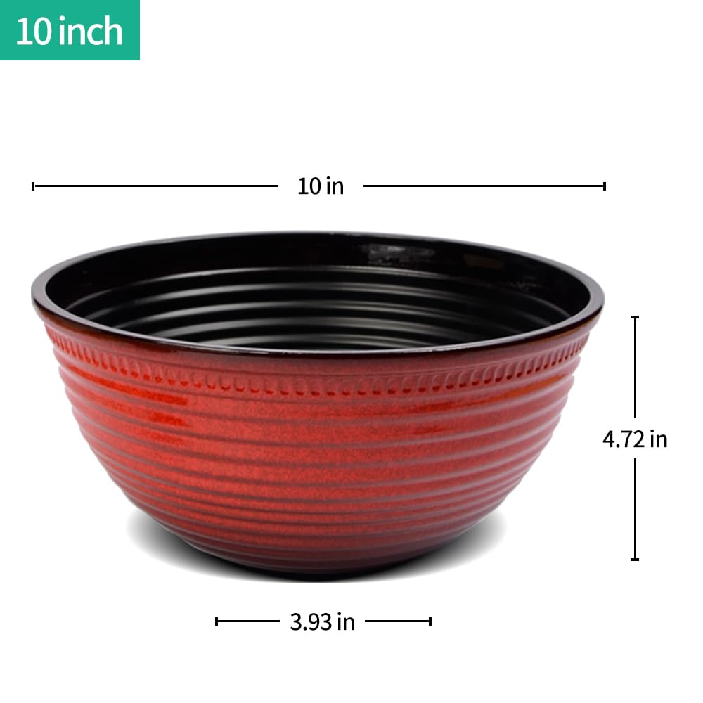 RICH ATLAS 2 Pack 10 Inch Plant Pots,Durable Decorative Flower Pots Planters with Drainage Hole for Indoor and Outdoor Plants,Flowers,Succulents, Red