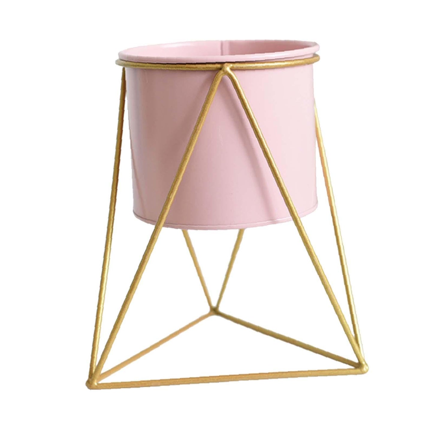 Xiao Hua Plant Holder Metal Flower Pot Stand Round Flower Basket Plant Bucket with Stand for Balcony Living Room Outdoor Indoor Plants, Large-Pink