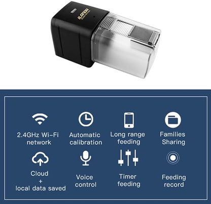 Irfora USB Powered WiFi Intelligent Automatic Aquarium Fish Bowl Food Feeder Home Household Aquarium Intelligent Timing Fish Feeder APP Remotes Control 24 Laguages Compatible with Voice Control