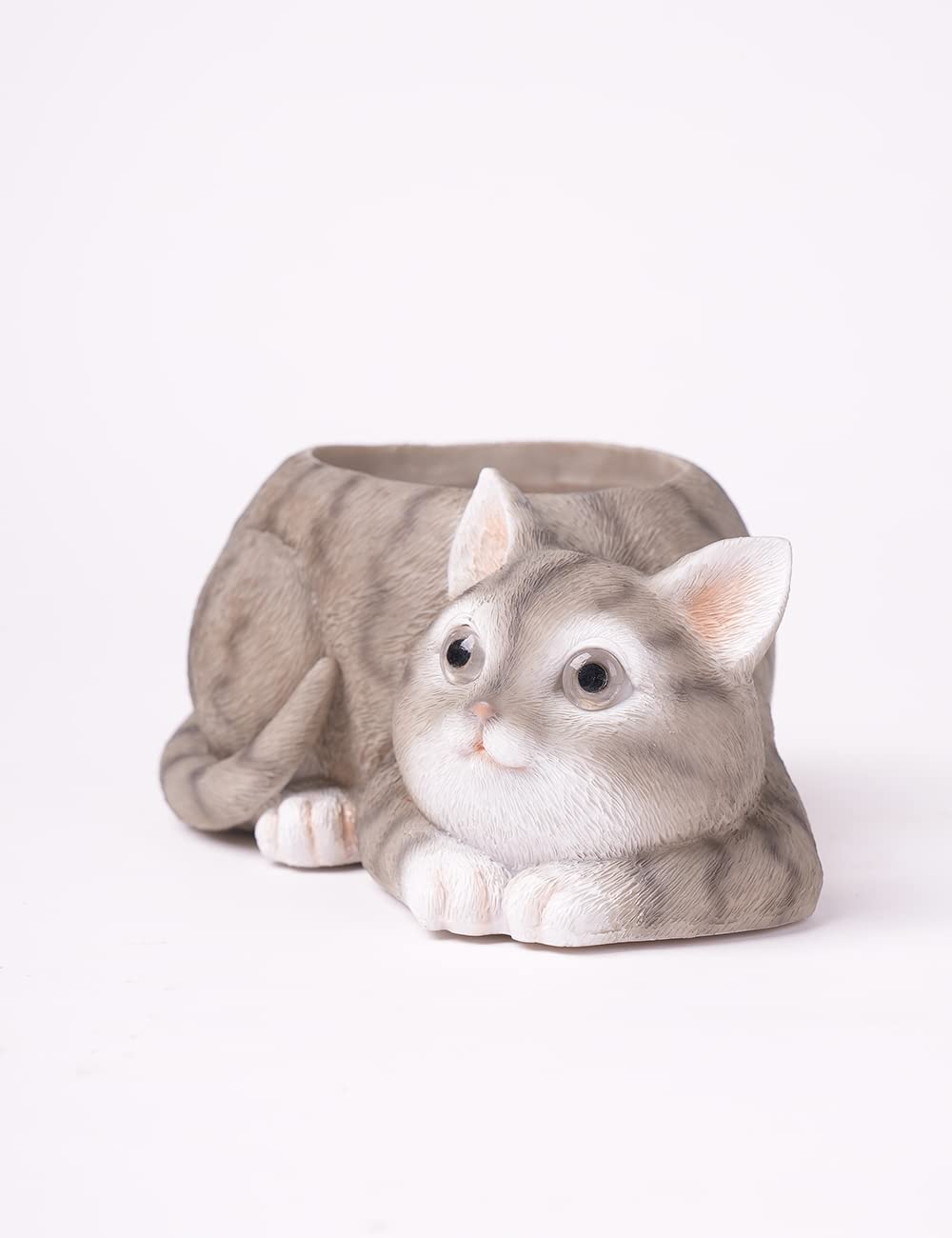 HAUCOZE Cat Statue Planter Succulent Pot Modern Animal Sculpture Home Decor Gift for Bookshelf Garden 7.9 Inch