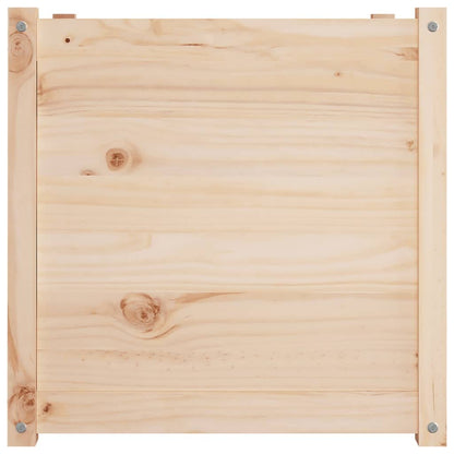 hliofuir Set of 2 Large Garden Planters, 23.6" Square Wood Plant Boxes for Outdoor Patio, Backyard, and Terrace, Rustic Solid Pinewood Planter Container for Flowers, Vegetables, and Herbs