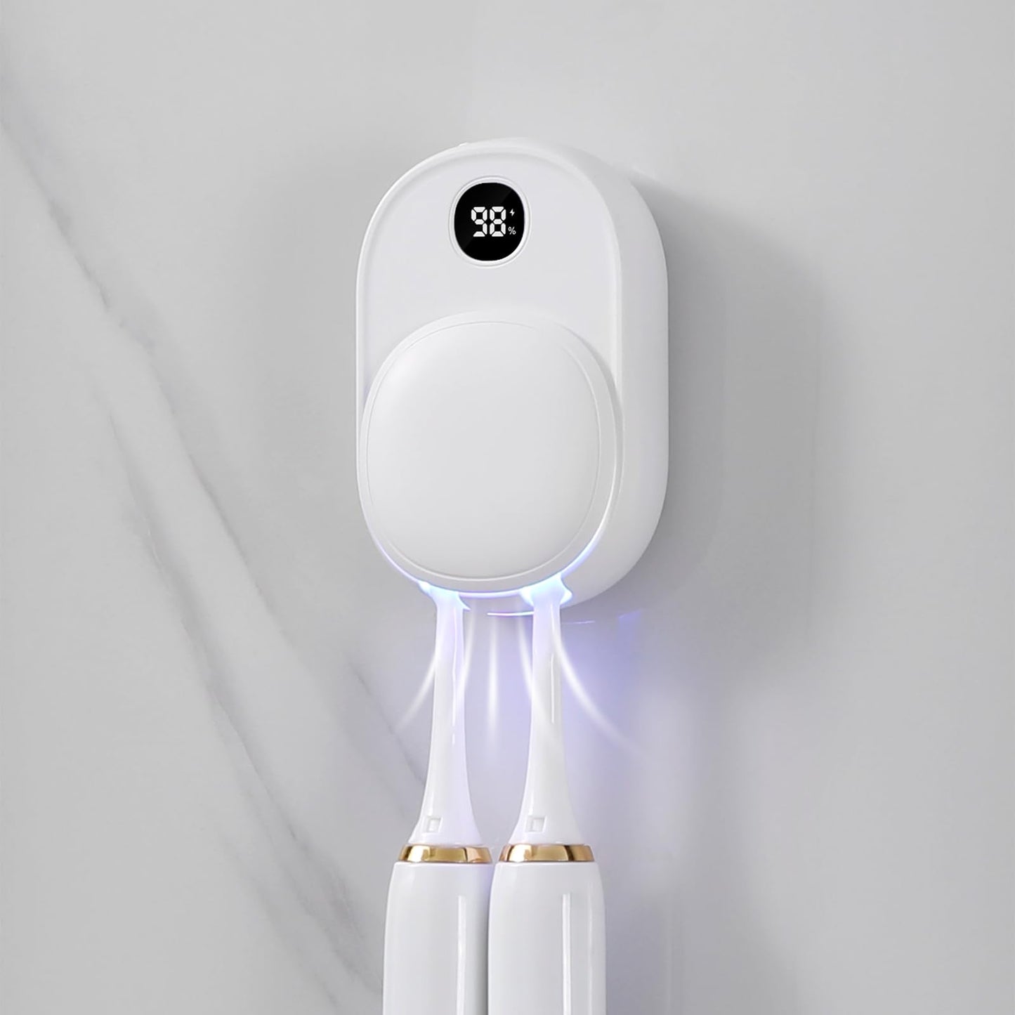 UVaryone UV Toothbrush Sanitizer Holder Wall Mounted for Bathroom, Travel Toothbrush Case Design, Electric Toothbrush Holder with UVA+UVC Light & Fan Drying, USB Rechargeable Toothbrush Cleaner