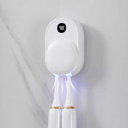UVaryone UV Toothbrush Sanitizer Holder Wall Mounted for Bathroom, Travel Toothbrush Case Design, Electric Toothbrush Holder with UVA+UVC Light & Fan Drying, USB Rechargeable Toothbrush Cleaner