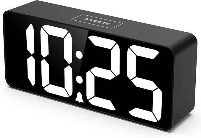 Welgo Senior Friendly Digital Alarm Clock, 7.5 Inches Large Display, Easy to Ues, Fully Range Brightness, Adjustable Volume, Convenient USB Charging Port for Bedside