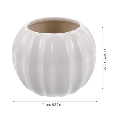 PRETYZOOM Creative Pumpkin-Shaped Ceramic Vase,14x11cm Simple Dried Flower Holder for Home Decor Compact Floral Display Pot for Office Living and Study