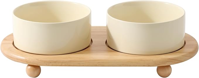 Havniva Raised Cat Bowls Water Bowl 6.1” Elevated Ceramic Cat Food and Water Bowl Whisker Friendly Pet Food Bowls for Indoor Cats, Wide Cat Water Dish Prevent Whisker Fatigue Non Slip Cat Feeder