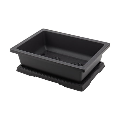 ZOENHOU 3 PCS 14x10 Inch Large Bonsai Training Pots, Rectangular Plastic Bonsai Training Pots with Deep Humidity Trays, Bonsai Plants Growing Pot for Garden, Yard, Office, Living Room, Balcony
