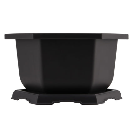 PINGEUI 4 Pack Plastic Bonsai Pot, 7.5 Inches Bonsai Training Pots with Drainage Humidity Tray, Large Bonsai Plant Tree Pots for Garden, Yard, Balcony