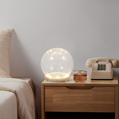 EXCEART Glass Dome with Wooden Base 4 Inch Clear Display Cover Ornament for Home Decor Featuring Led Lighted Preserved Flower Container Micro Landscape Display