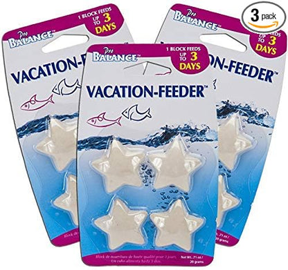 Penn-Plax Pro Balance Vacation Fish Feeder – Slow Release Food That’s Great for Weekend Vacays: 1 Block Feeds up to 3 Days – 12 Starfish Shaped Blocks (3 Packages)