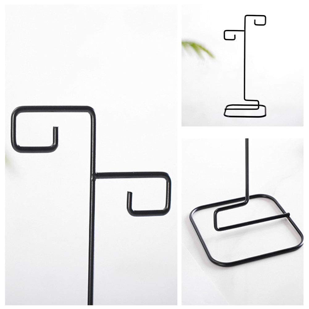 YY YEARCHY Ornament Display Stand Iron Hanging Stand Flower Pot Rack Holder Pothook for Hanging Glass Globe Air Plant Terrarium Witch Ball Home Wedding Christmas Decoration (9.25"x4.13"x4.13", Black)
