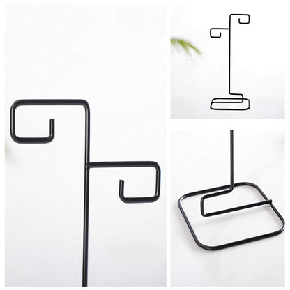 YY YEARCHY Ornament Display Stand Iron Hanging Stand Flower Pot Rack Holder Pothook for Hanging Glass Globe Air Plant Terrarium Witch Ball Home Wedding Christmas Decoration (9.25"x4.13"x4.13", Black)