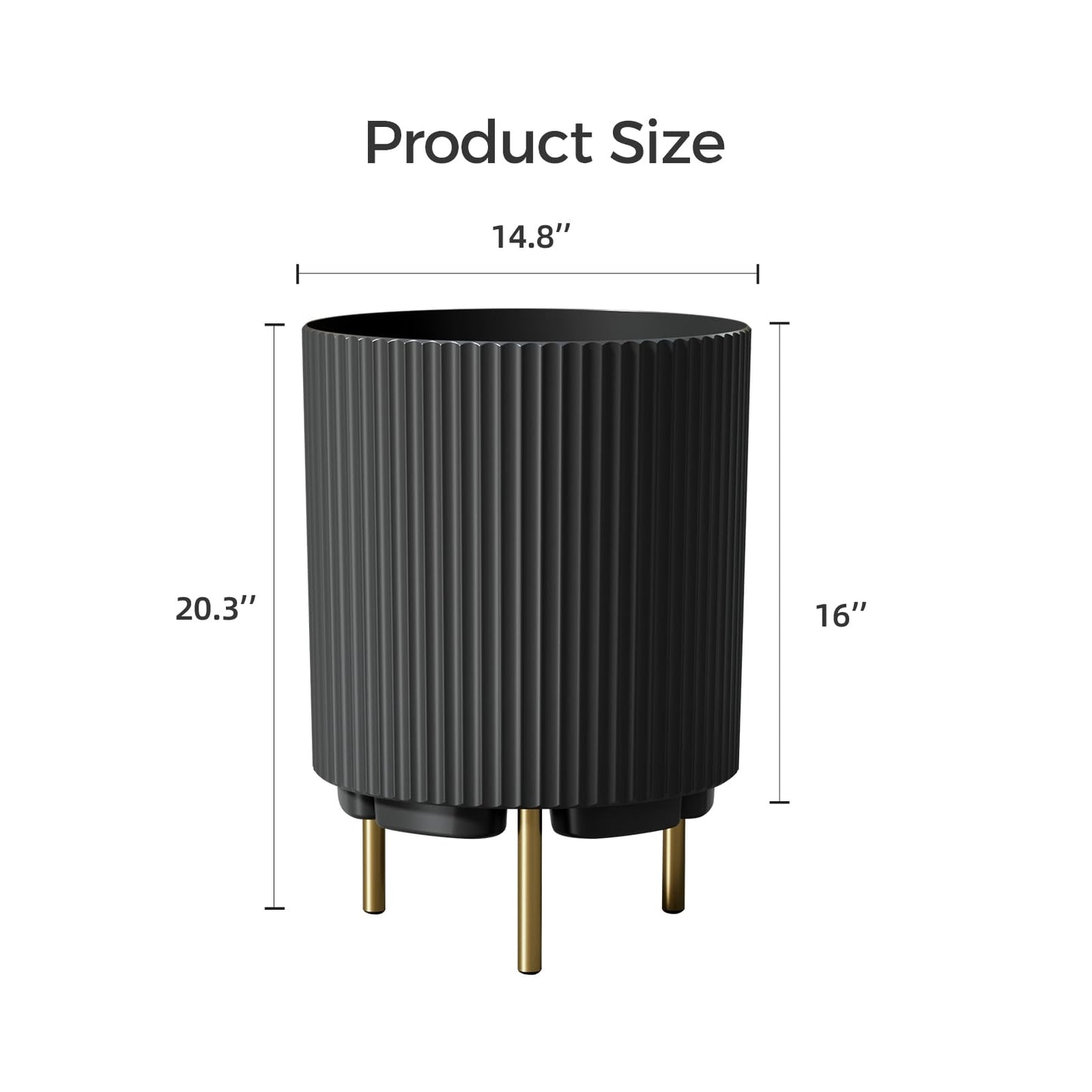 FONTOI 20.3'' Planter Stand, Plastic Striped Planter Stand with 3 Holder, Round Plant Stand for Outdoor/Indoor Planters, Plant Stand for Tall Plants Porch Decor, Black