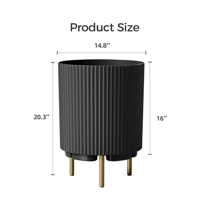 FONTOI 20.3'' Planter Stand, Plastic Striped Planter Stand with 3 Holder, Round Plant Stand for Outdoor/Indoor Planters, Plant Stand for Tall Plants Porch Decor, Black