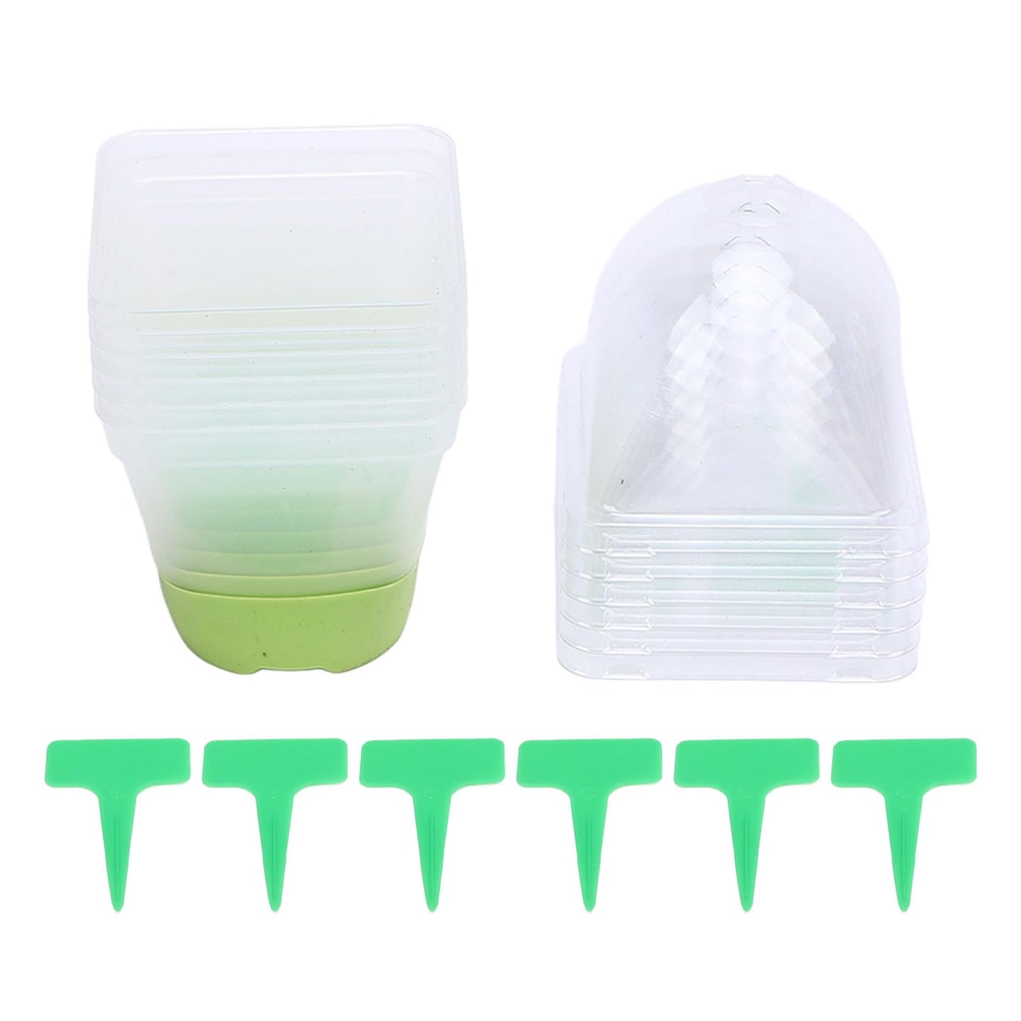 Yosoo Health Gear Nursery Pots with Drainage Holes 6 Sets Transparent Plastic Garden Pots Planter with Slipproof Silicone Base Lids, 3in Square Clear Plant Pot Reusable for Plants Starting