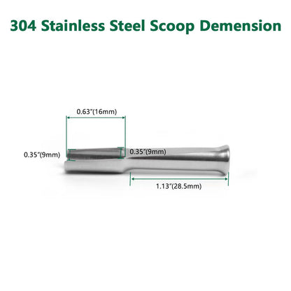 Mini SS304 stainless steel scoop with tamp tool,0.1 gram capacity 1.79 inch spoon for multi-purpose use sugar salt powder spices dishwashers safe for kitchen laboratory