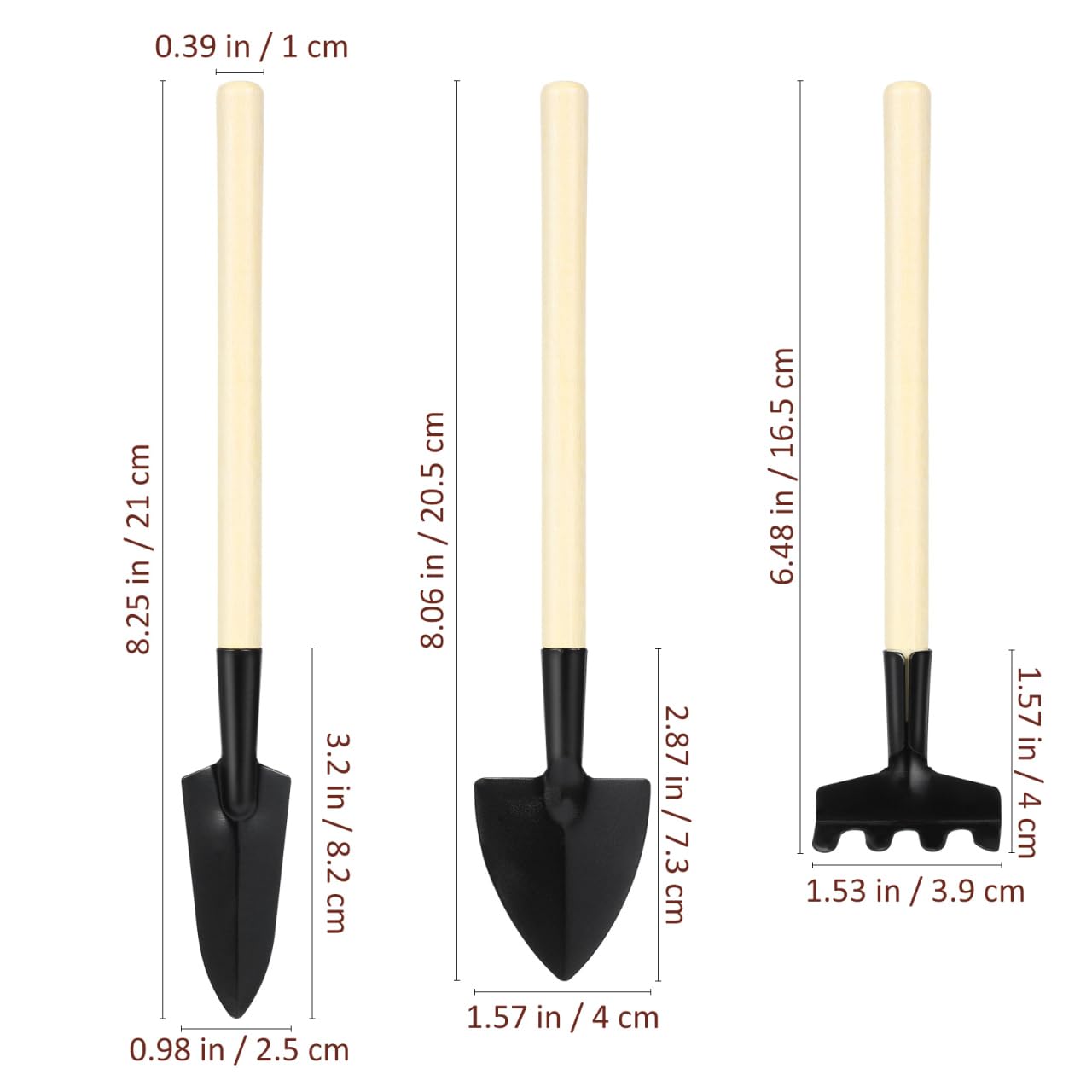 Garneck 8 Sets Mini Gardening Tools with Metal Rake Trowel and Shovel - Succulent Potting Planting Kit for Indoor - Small Gardening Tools for Cultivating Weeding Transplanting
