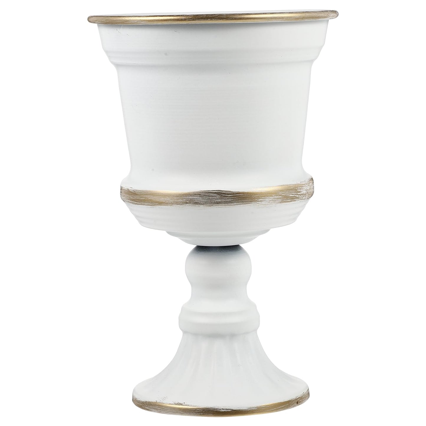 Yardwe White Iron Urn Planters for Outdoor Decor, 12"