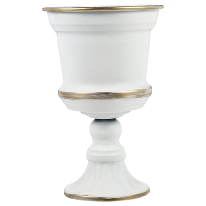 Yardwe White Iron Urn Planters for Outdoor Decor, 12"