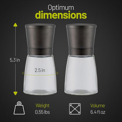 ZOLMER® Premium Stainless Steel Salt and Pepper Grinder Set manual | Adjustable Ceramic Grinder for Salt & Pepper- Black Pepper mill, Salt Grinder & Chili Mill [no spice included] (Small Black)