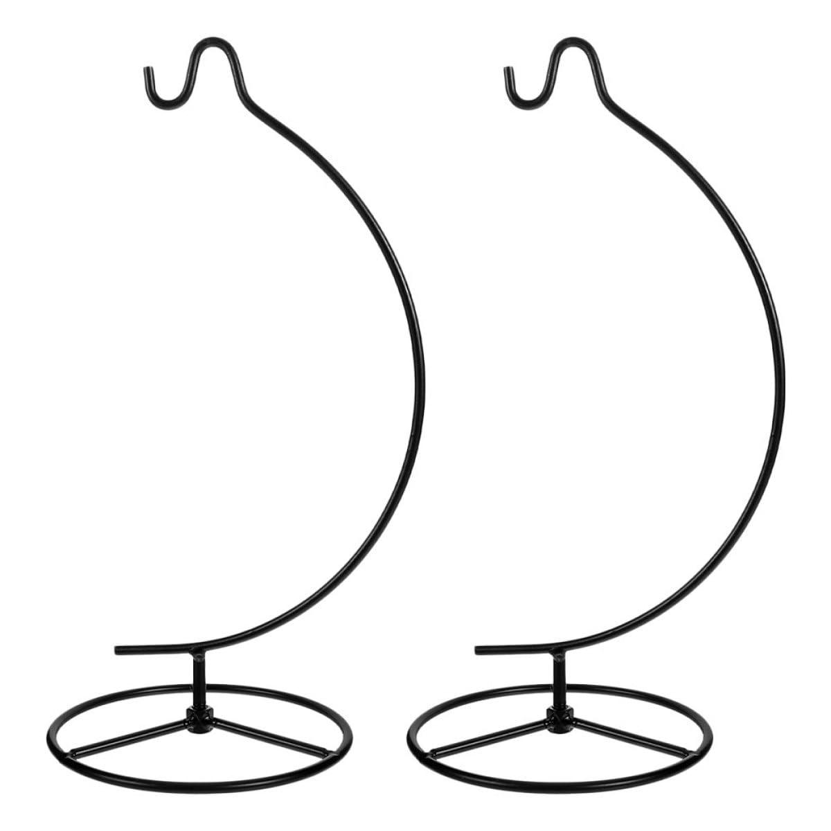 INOOMP Moon Shaped Metal Ornament Hanger and Air Plant Display Stand, Black Iron Hanging Hook Rack for Home Décor, Terrarium Plant Holder, 2pcs Set for Indoor Hanging Decorations