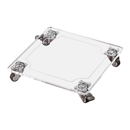 EMCOMS 1PC Transparent Clear Color Plant Caddy 10x10 inch Acrylic Heavy Duty Square Plant Stand with 2 Roller Lockable Caster Wheels,Indoor Outdoor Holds Up 150 Lbs Patio/Flower Pot/Dolly