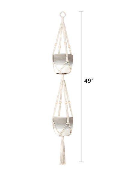 Mkono Set of 4 Macrame Plant Hangers Indoor 4 Different Size Hanging Planter Basket Flower Pot Holder 41"/35"/34"/26"