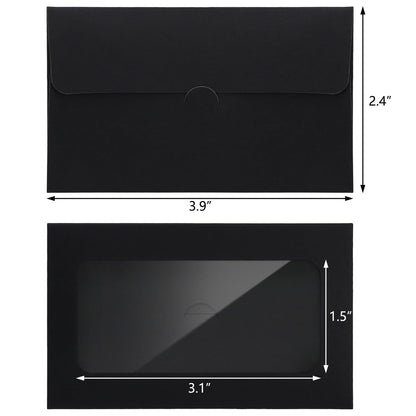 Hedume 150 Pcs Black Window Gift Card Envelopes, 3.9 x 2.4 Inch Gift Card Sleeves, Credit Size Business Invitation Cards Envelopes for Greeting Invitation, Christmas, Thanksgiving Gifts