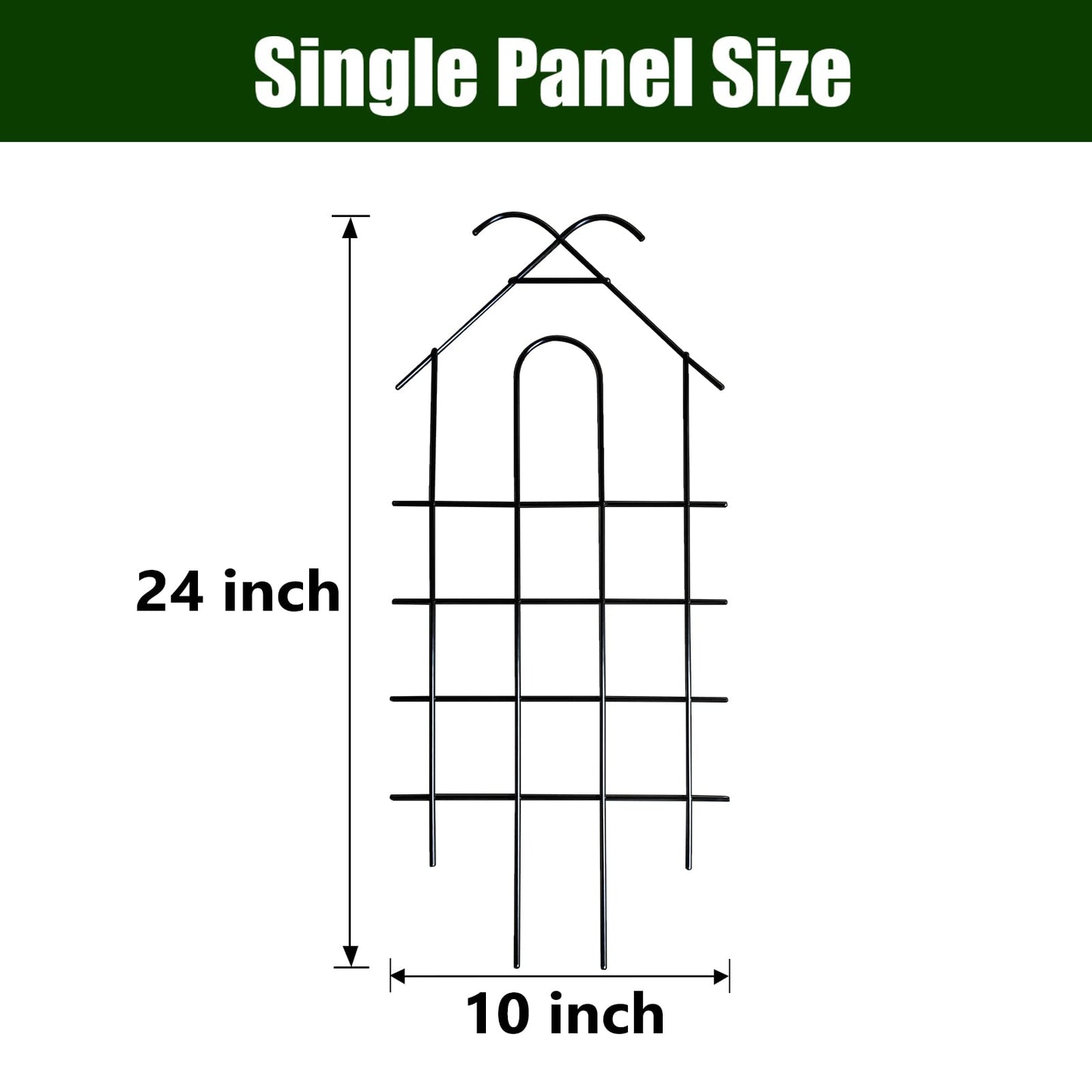 ARIFARO 24" Metal Garden Trellis for Climbing Plants, 4 Pack Plant Trellis for Potted Plants, Indoor Outdoor Black Trellis for Vines, Flowers, House Plants, 10" Wide