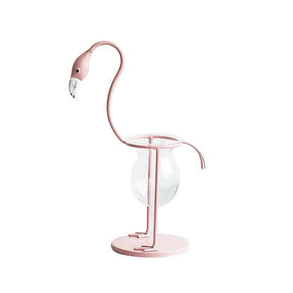 Pink Flamingo Hydroponics Planter Bulb, Propagation Planter for Home Office Desk Decor (Pink, Upright)