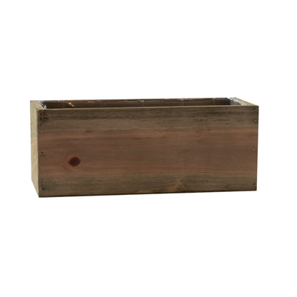 Royal Imports Wooden Flower Pot Planter, Decorative Wood Vase with plastic liner, Toilet Tank Tissue Paper Storage Basket for Bathroom Countertop Box, Kitchen Windowsill Mail Organizer, 10x4x4, Brown