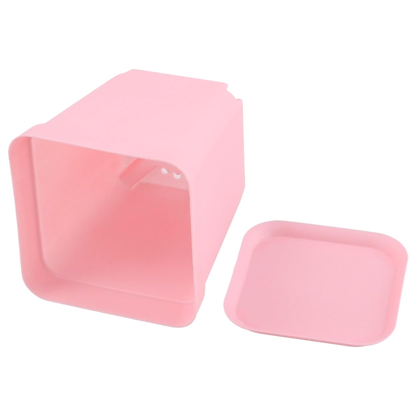 HOIGON 100 Pack 2.75 Inch Pink Square Nursery Pot, 7cm Thickened Plastic Nursery Pots with Drain Holes Trays, Small Square Planting Containers Bulk Set for Seedling Flower Tomatoes Basil